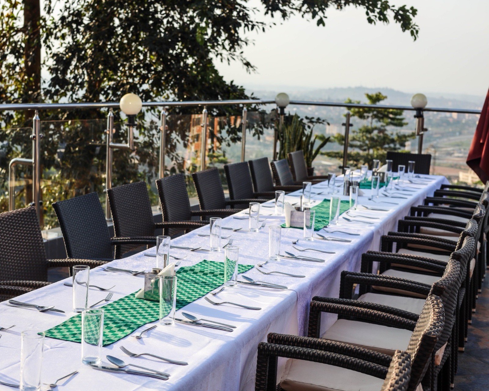 Aruba Terrace long table set for a daytime celebration