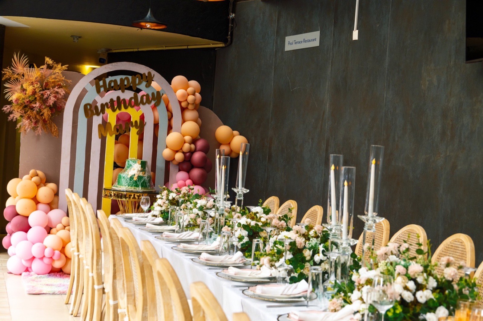 A celebration set up at the Tropicanna Poolside Restaurant beside the Tropicanna pool