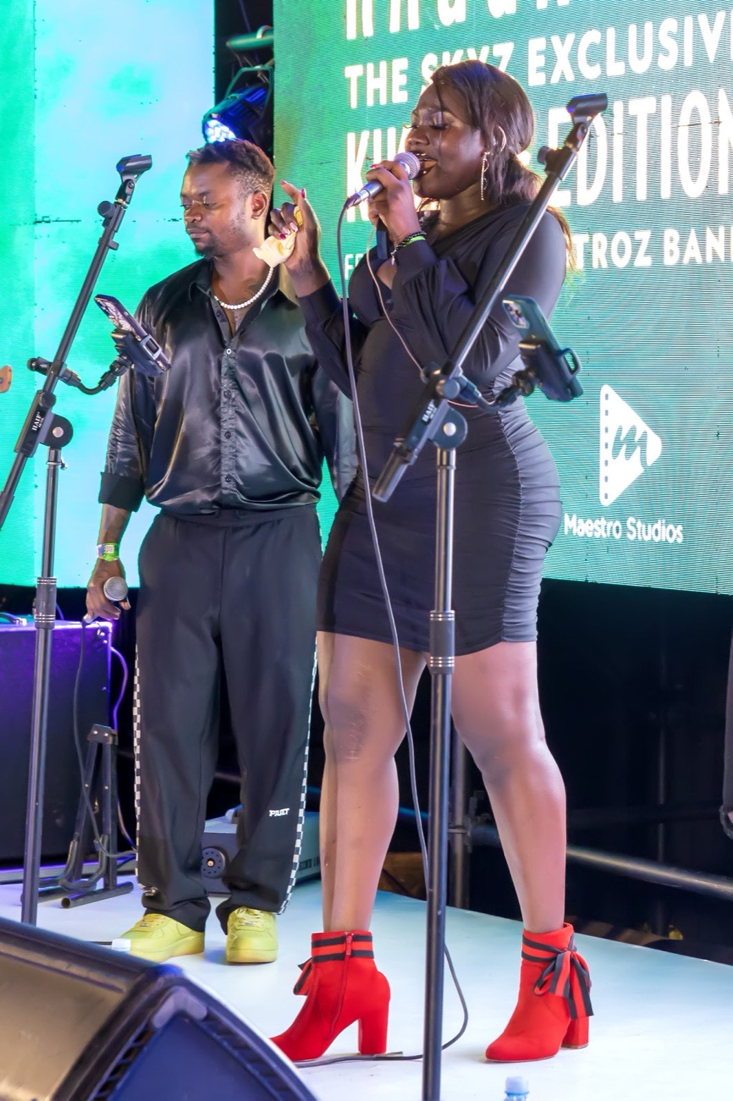 Sir Mesach Semakula and Sophie Nantongo performing live at The Skyz Exclusive Ekikadde Edition